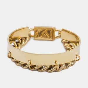JEWELMINT "Link Chic" Gold Cuff & Chain Bracelet